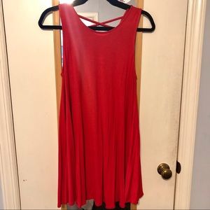 red vestique cotton tank dress